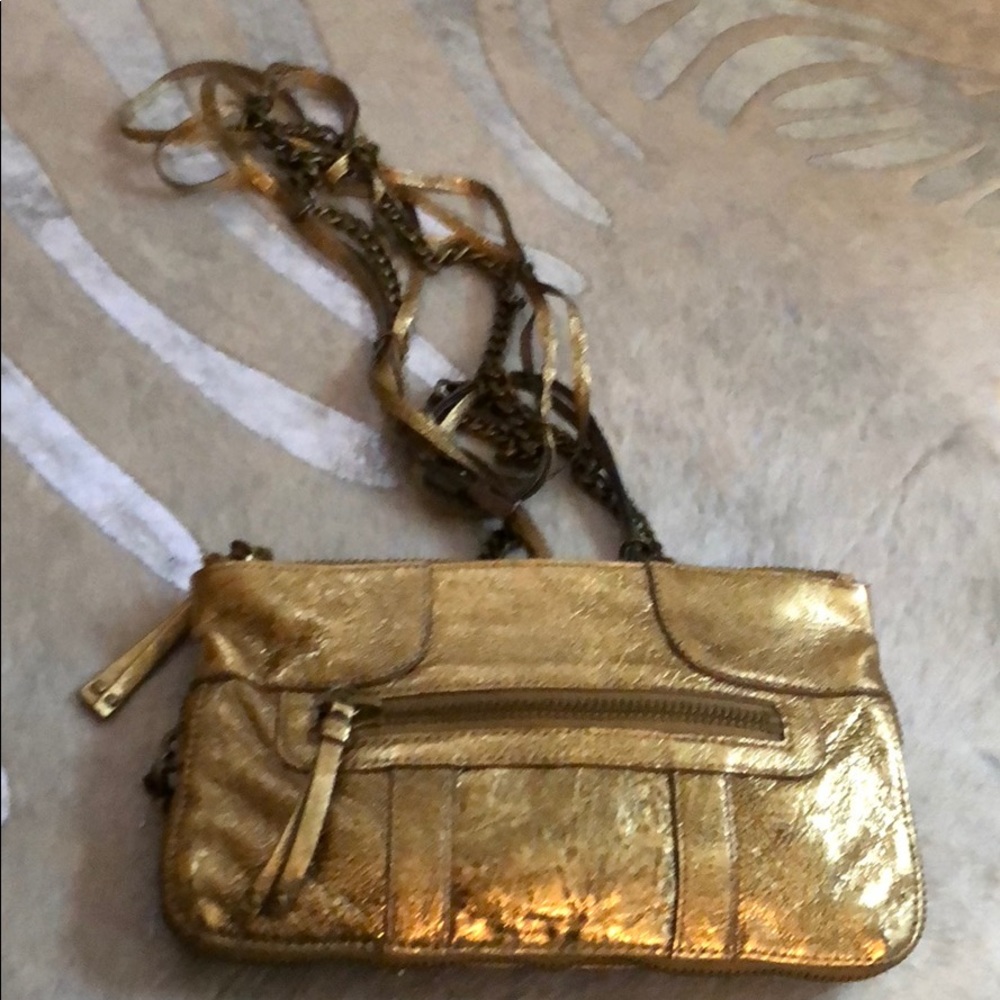 Gold leather cross body